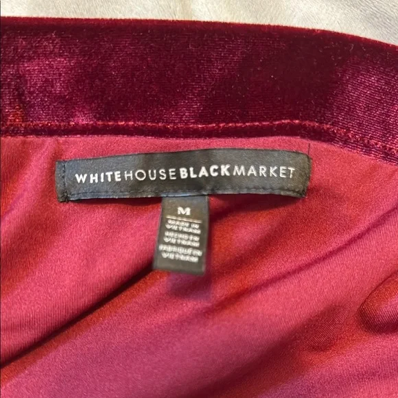 White House Black Market Burgundy Velvet Off-Shoulder Blouse - Picture 3 of 3